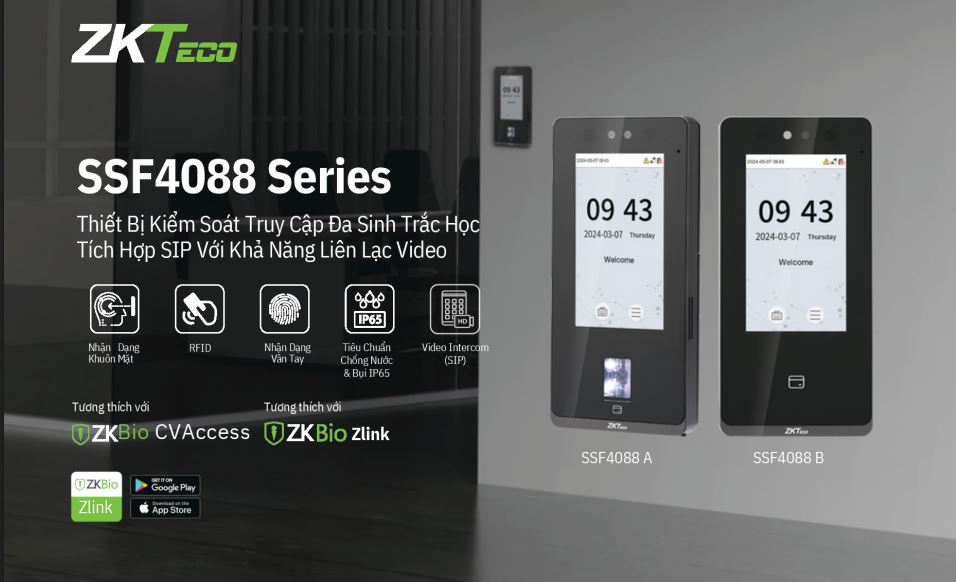 Giới thiệu về  Máy chấm công và kiểm soát cửa khuôn mặt, vân tay, thẻ SSF4088